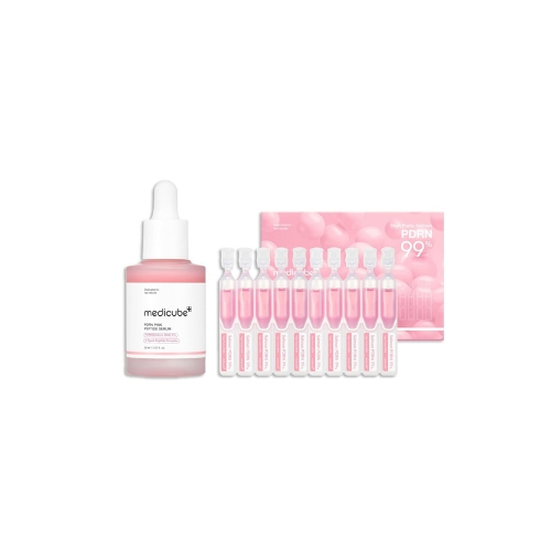 medicube Intensive Moisture & Skin Plumping Set: Salmon DNA PDRN Pink Peptide Serum and Salmon DNA